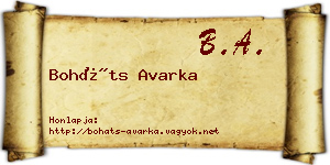 Boháts Avarka névjegykártya